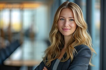 Corporate Business Photography of a Sophisticated Business Woman Managing a Global Team, Generative AI