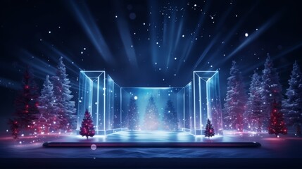 Creative digital Christmas scene lighting up screens with festiveness