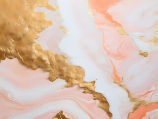 Fototapeta premium Marbled surface with a Peach Fuzz and gold.