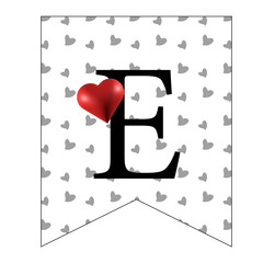 Decorative Valantine's Day Letters For Party Time, Printable Banner Letter Cards Valantine Days Love Message to Print and design DIY do it yourself letter with heart shape 3d 
