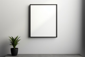 Fototapeta na wymiar A black frame on a wall with a shadow
