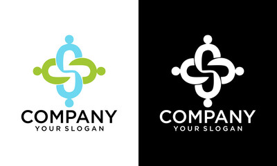 Creative 4 human group Community/teamwork Logo Icon Design Vector
