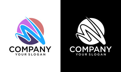 Creative circle with letter W abstract colors logo