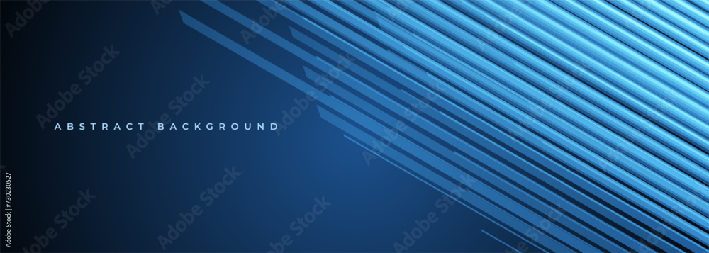 Poster Vector blue modern abstract background with stripes. Stripped geometric corporate banner design. Wide horizontal background concept with lines pattern.