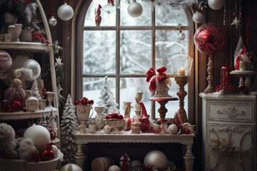 Joyful holiday atmosphere with decorative ornaments