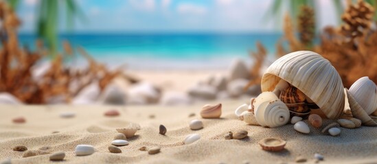 Fototapeta na wymiar Seashells on the beach.
