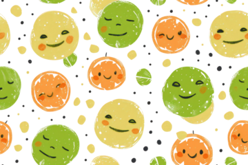 Pastel Smiling Faces Seamless Pattern