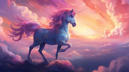 Twilight Unicorn gallops beneath a sky of transitioning hues