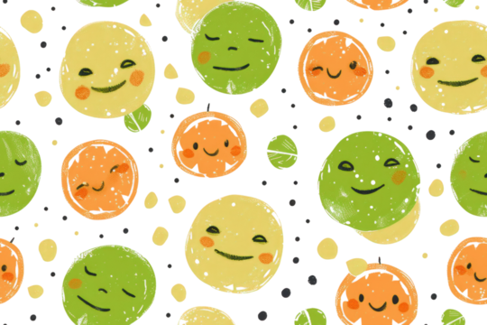 Pastel Smiling Faces Seamless Pattern