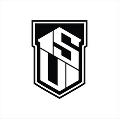 SU Logo monogram hexagon geometric up and down inside shield isolated style design template