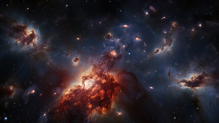 Naklejka premium Galactic cluster, a congregation of galaxies