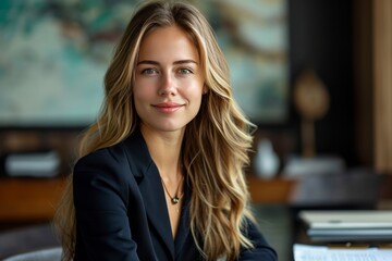 Fototapeta premium Corporate Business Photography of a Powerful Business Woman Successfully Managing High-Stakes Negotiations, Generative AI