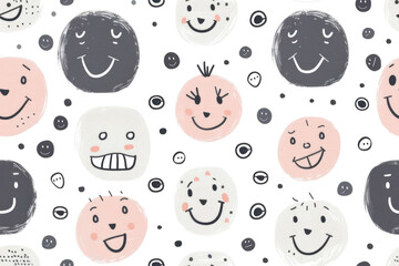 Pastel Smiles Seamless Pattern Background