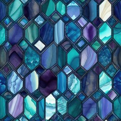 Stained Glass Abstract with Multicolored Hexagons. Abstract hexagonal pattern with a stained glass effect in multiple colors.