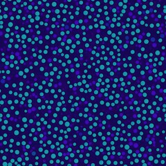 Uniform Teal Dots on Navy Background. Seamless pattern of uniform teal dots against a dark navy abstract background.