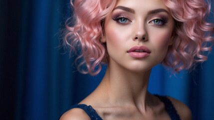 Fototapeta premium Pink hair model woman