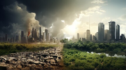 The impact of urbanization on climate change and global warming - obrazy, fototapety, plakaty