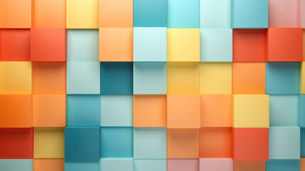 Futuristic Geometric Design: Colorful Abstract Square Cube on Bright Green Background.