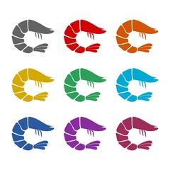 Shrimp logo icon isolated on white background. Set icons colorful
