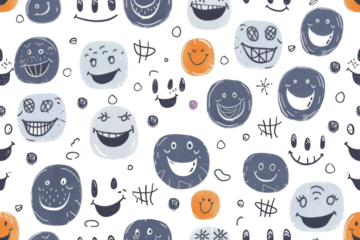 Seamless Smiling Faces Pastel Pattern