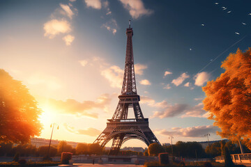 eiffel tower at sunset