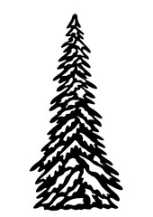 Obraz premium The Christmas tree is covered with snow, christmas tree vector