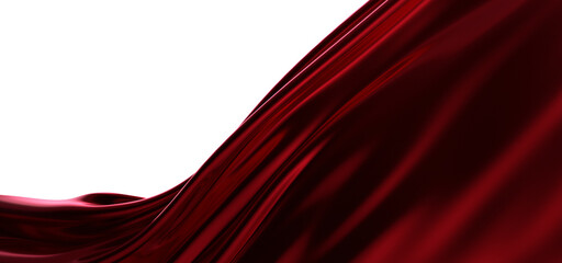 red wave silk satin fabric on white background for grand opening ceremony other occasion