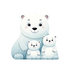 Fototapeta premium Cute polar bear family isolated on white background