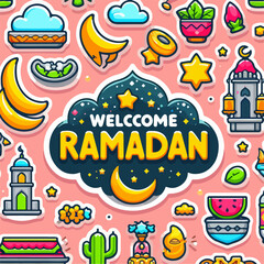 ramadan greeting card sticker print flayer