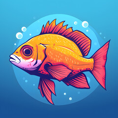 flat logo of Vector fish illustration vector 