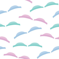 Silicon pads for lash lift, lash perm, lash lamination. Silicone eyelash laminating rollers for salon beauty procedure. Professional accessory for lifting lashes for lashmaker. Seamless pattern. 