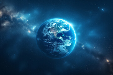 Planet Earth globe in the space, Blue ocean and continents - obrazy, fototapety, plakaty