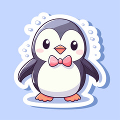 Obraz premium Cute penguin illustration for kids. adorable animal clipart for children Vector flat cartoon illustration Animal character for kids sticker isolated