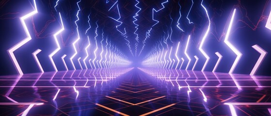 Futuristic Neon Lightning Tunnel