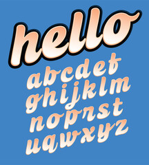Groovy retro alphabet. Decorative pattern font. 