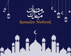 Ramadan Mubarak in Arabic Calligraphy greeting card, banner, poster. Jpeg format
