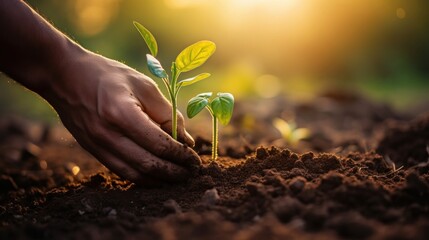 Close-up of a person's hand planting a seed in a garden, symbolizing the evaluation and nurturing of life's potential