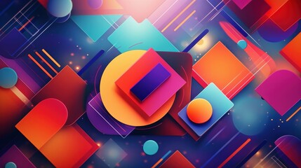 Colorful background with vibrant geometric shapes and patterns, perfect for adding a dynamic touch to digital projects