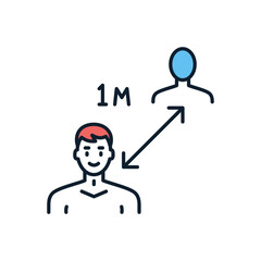 Social distancing sign. Keep distance related vector icon. Isolated on white background. Editable vector illustration