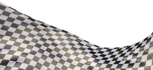  Image of motor racing black and white checkered finish flag waving