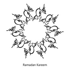 Cercle Border from creative seamless of Ramadan arabic calligraphy shaped in mandala ornaments style. illustration for greeting cards.
Translation: Generous Ramadan.