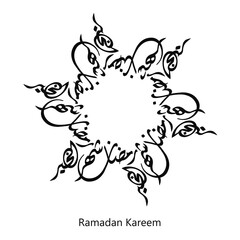 Cercle Border from creative seamless of Ramadan arabic calligraphy shaped in mandala ornaments style. illustration for greeting cards.
Translation: Generous Ramadan.