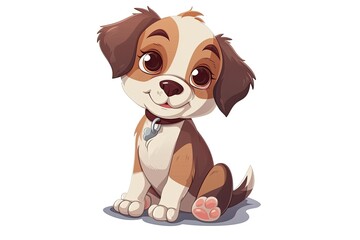 Cute cartoon character puppy on isolated background