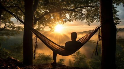 Peaceful image of a person in a hammock, engaging in self-evaluation and reflection on life's priorities