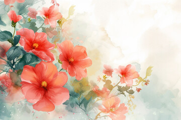 Fototapeta na wymiar watercolor background with poppies