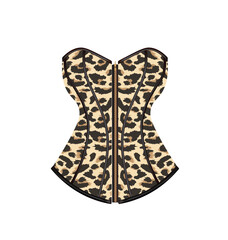 Brown woman corset with leopard print, vector