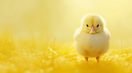 a light yellow chicken little standing with its eyes 