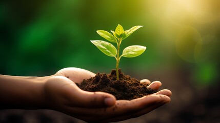 Thoughtful image of a person's hand holding a small plant, representing the evaluation and nurturing of personal growth