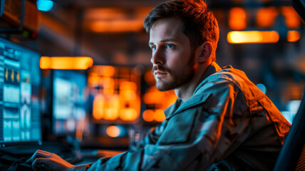 Military specialist in the control center, processes information on computers, uses modern technology, monitors national security management