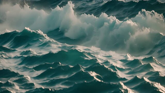 Beautiful waves on the blue abstract surface of the sea